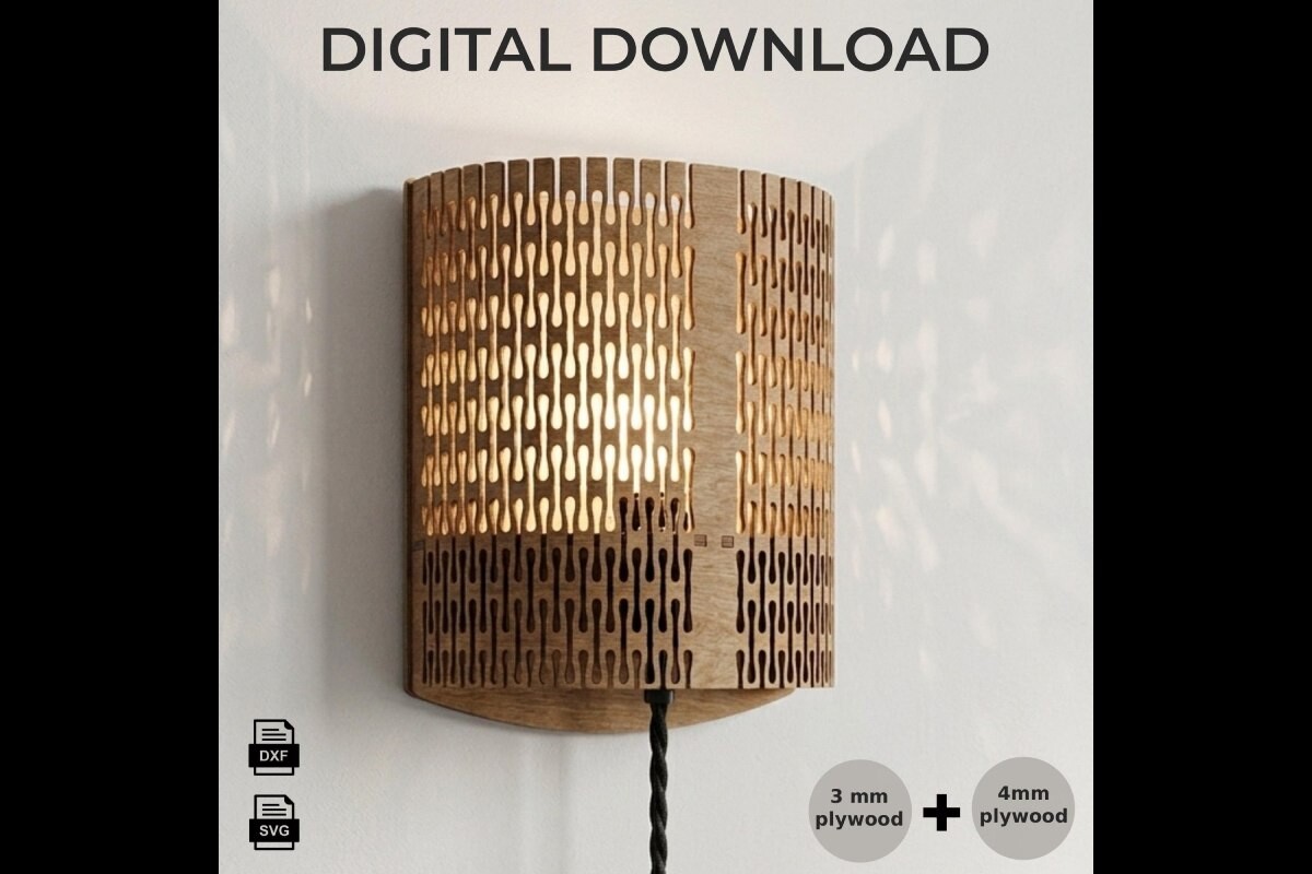 Perforated Plywood Laser Cut Wall Lamp