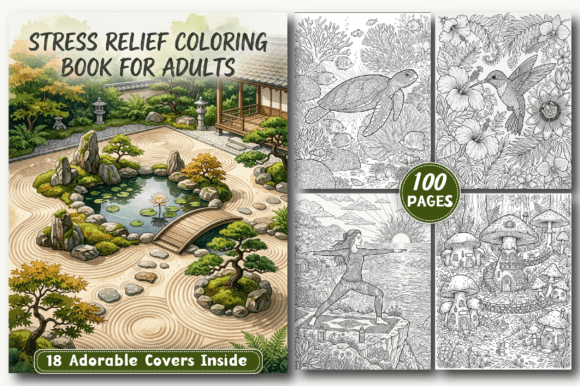 Preview of Stress Relief Coloring Pages for Adults adult coloring pages