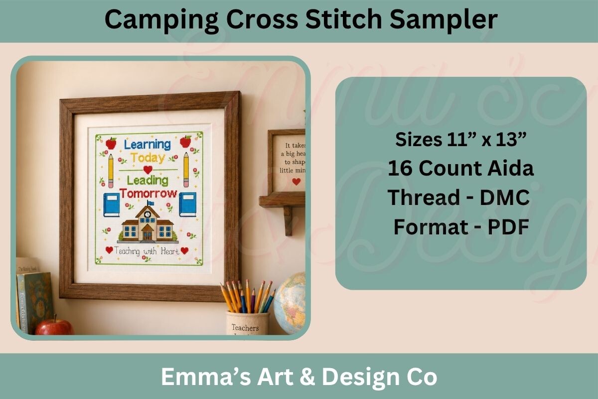 Teacher Sampler Cross Stitch PDF Pattern