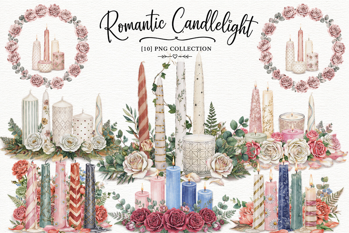 Watercolor Wedding Clipart PNG Bundle - photo 1