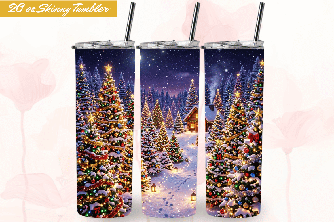 3D Christmas 20oz Skinny Tumbler Wraps