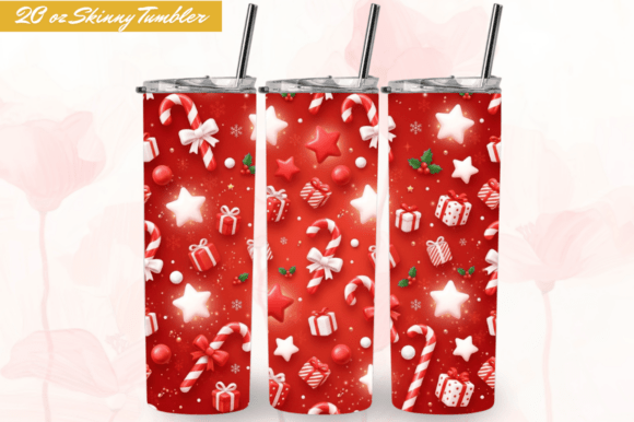 3D Christmas 20oz Skinny Tumbler Wraps