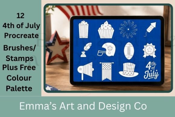 4th of July Procreate Brushes Stamps Bun