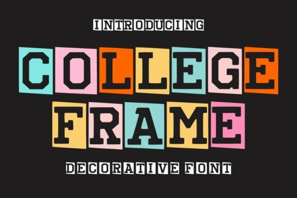 Preview specimen of College Frame decorative font