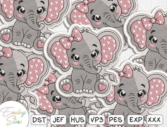 Cute Baby Elephant Embroidery Design