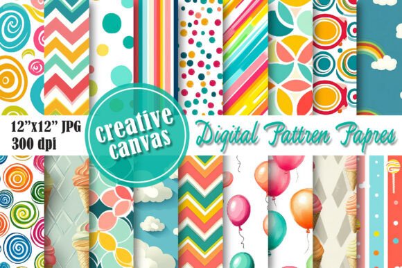 Cute Retro Digital Paper Bundle