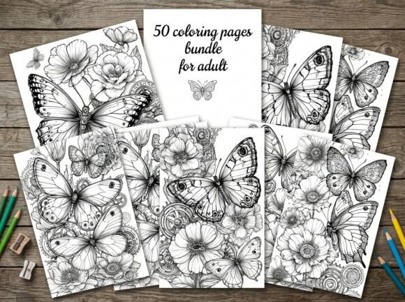Preview of Explore the Steampunk Butterfly coloring pages for adults