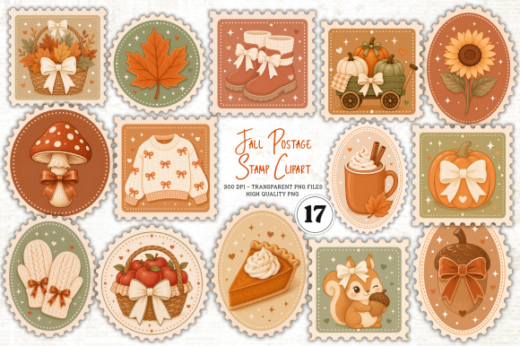 Fall Postage Stamp Clipart