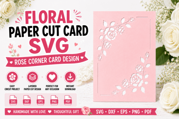 Floral Card SVG | A2 R20 Cricut Card |