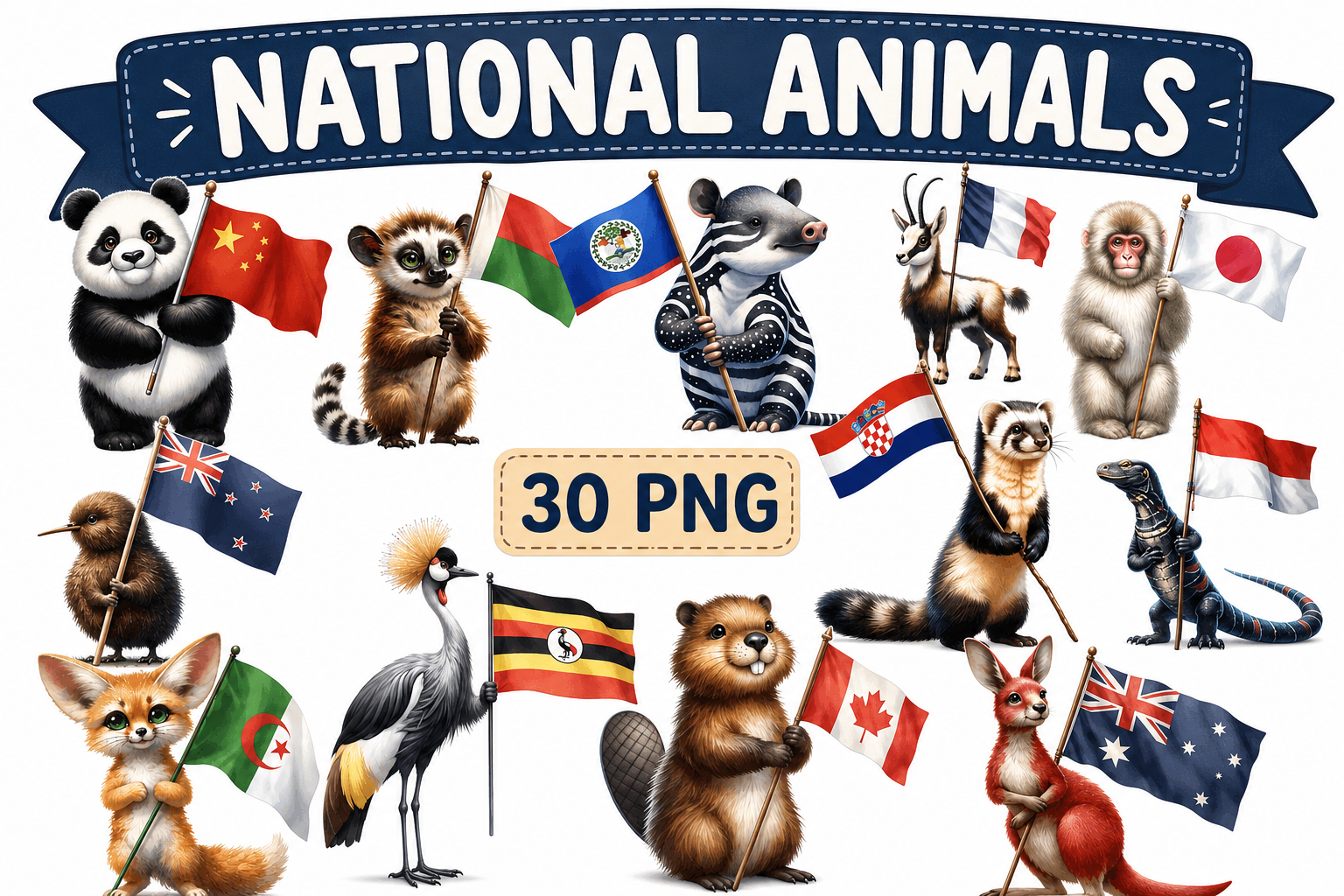 National Animals with Their Country Flag Graphic by Lelix Art ...