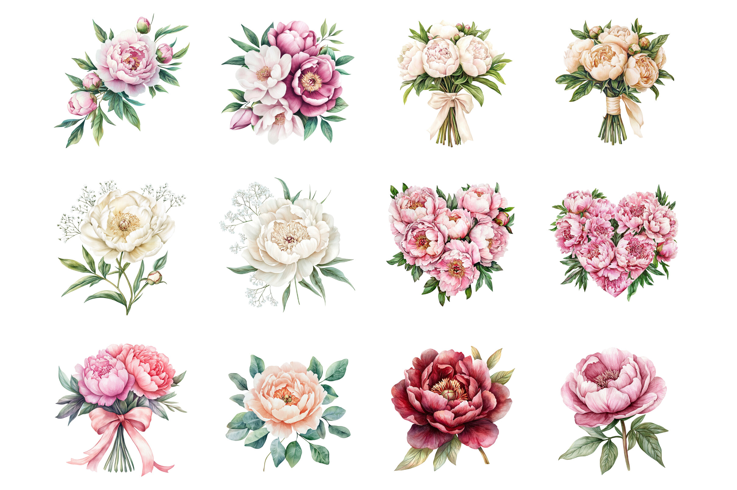Peony Wedding Clipart Bundle - photo 3
