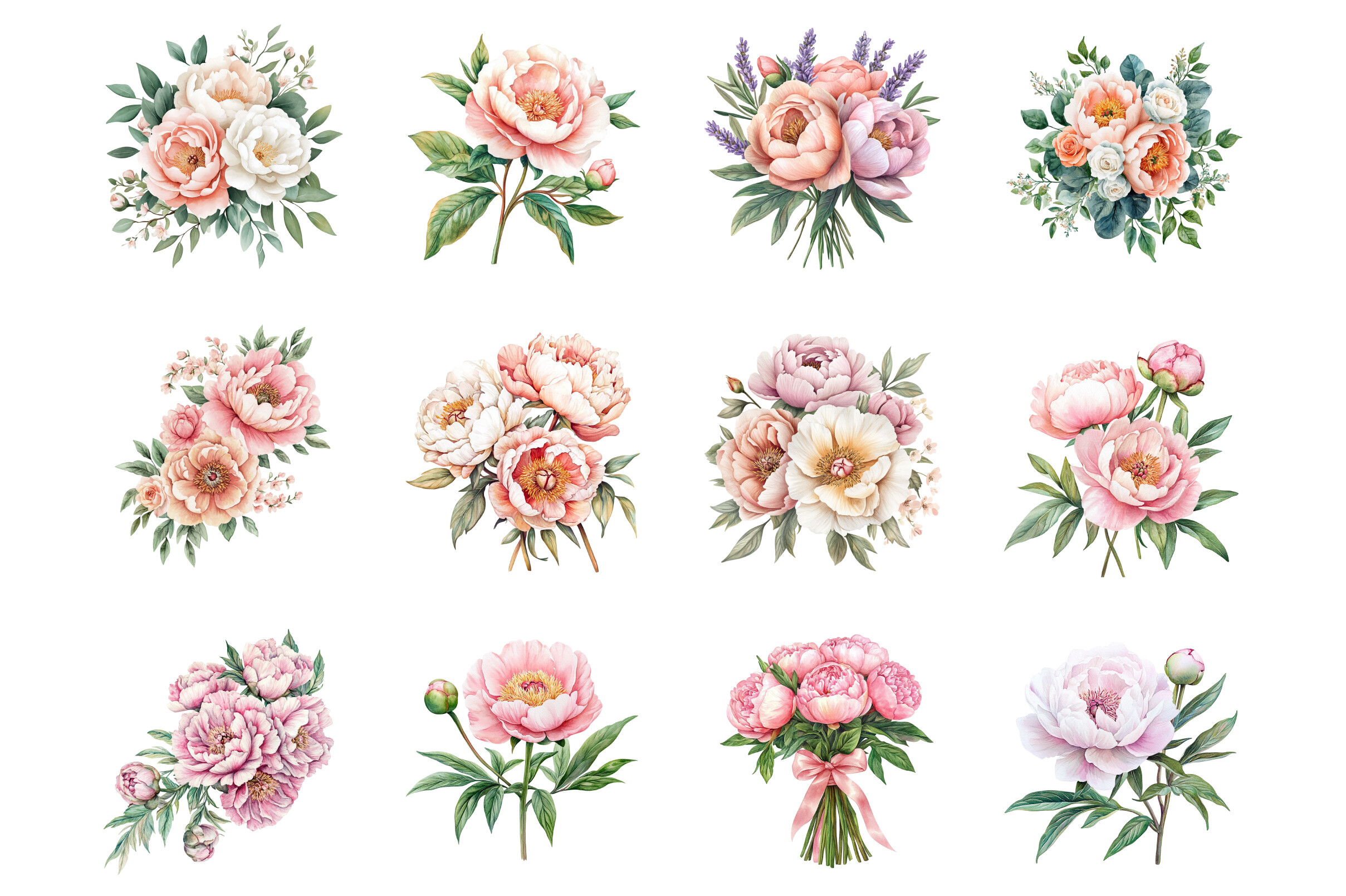 Peony Wedding Clipart Bundle - photo 4
