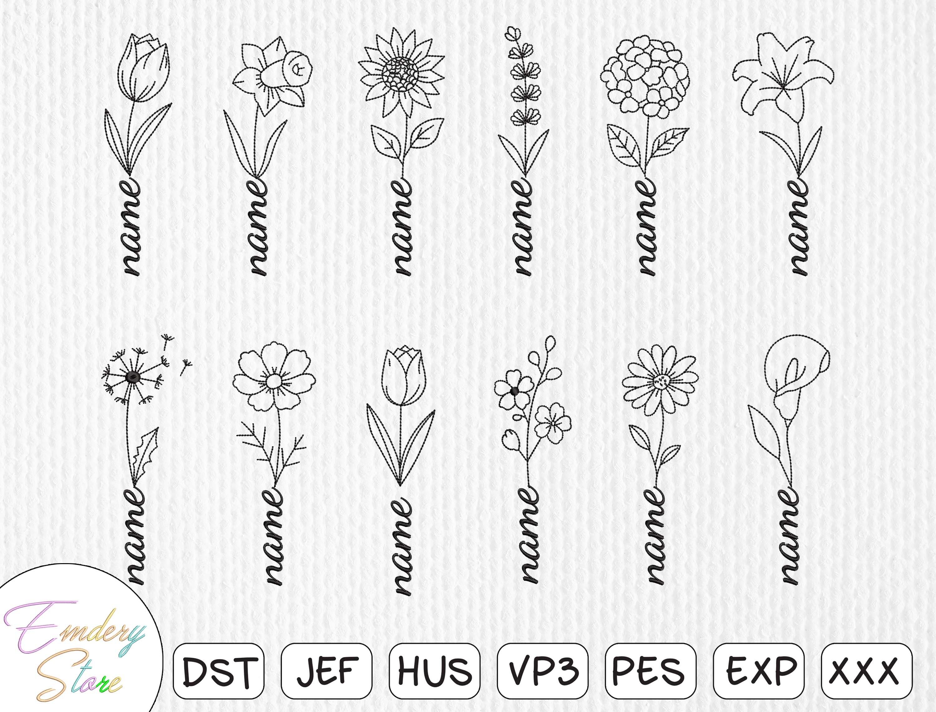 Personalized Flower Name Embroidery File