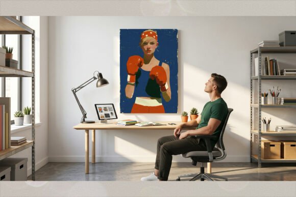 Retro Female Boxer Printable Wall Art