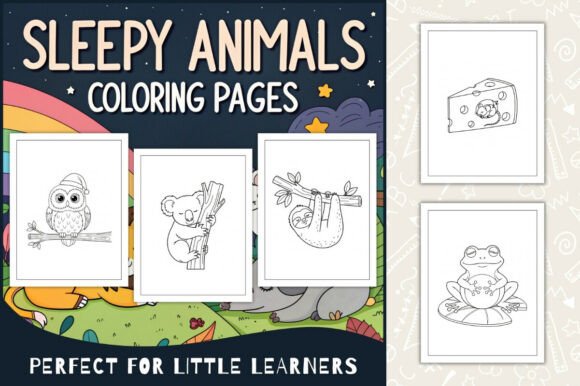 Sleepy Animals Coloring Pages for Kids
