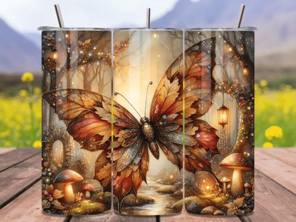 Vintage Autumn Butterfly Tumbler Wrap