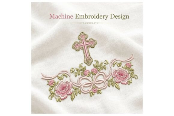 Baptism Christening Floral Cross