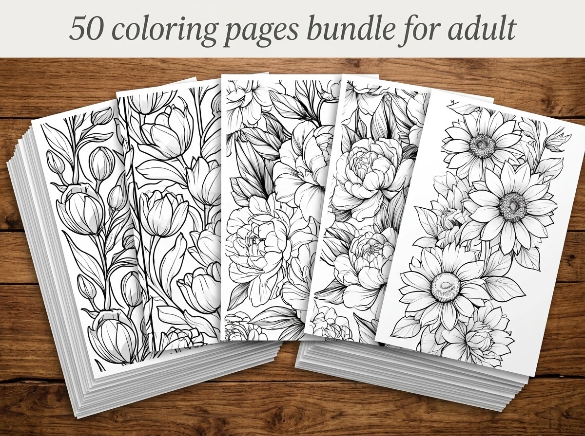 Beautiful Seamless Floral Coloring Pages