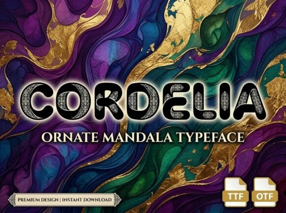 Preview specimen of Cordelia decorative font