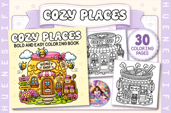 Preview of Cozy Places Bold and Easy Coloring Book adult coloring pages