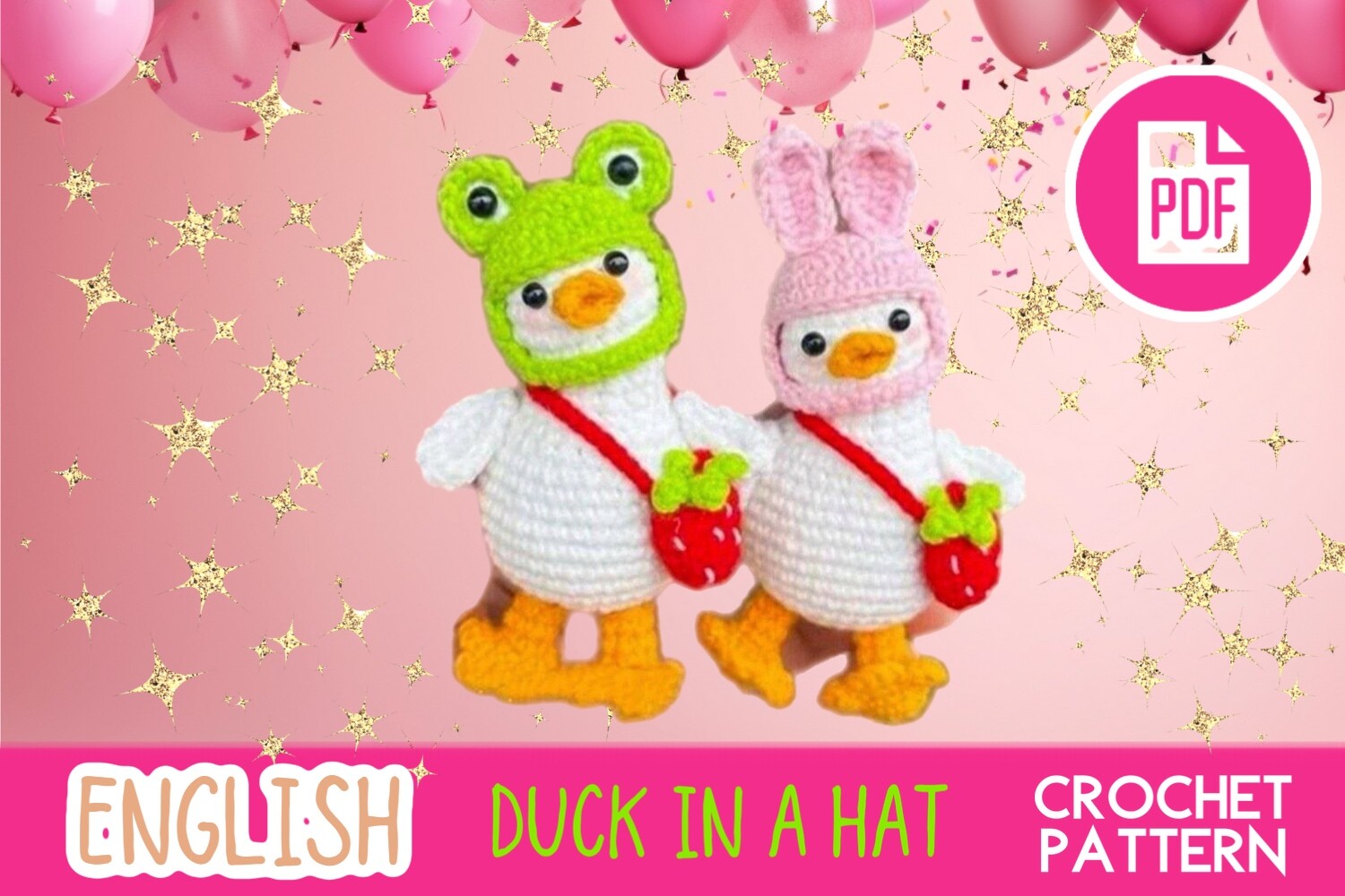 Crochet Duck in the Hat / Amigurumi PDF