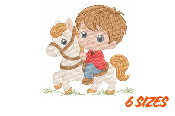 Cute Boy Pony Embroidery Design