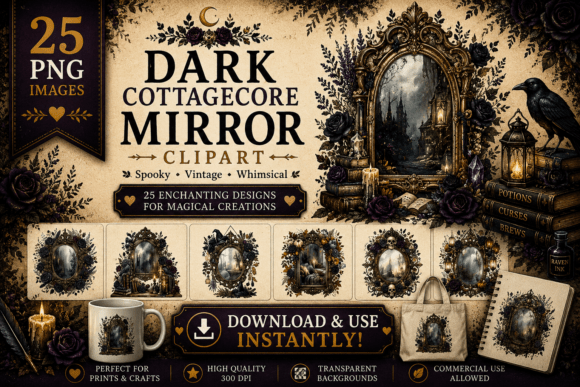 Dark Cottagecore Mirror Clipart