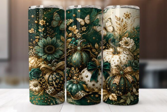 Elegant Fall Pumpkin Bow Tumbler Wraps
