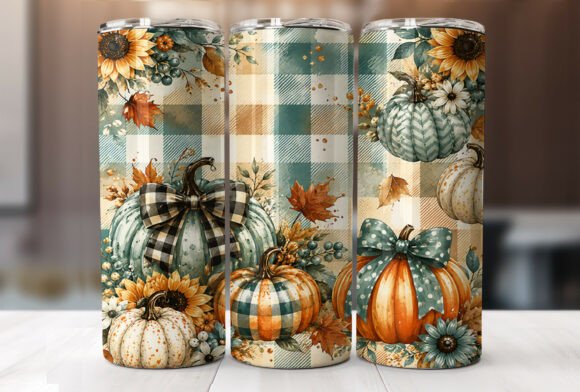 Fall Plaid Pumpkins 20oz Tumbler Wraps