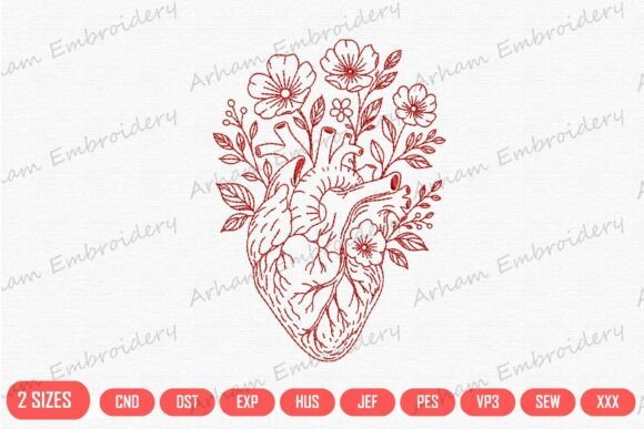 Floral Anatomical Heart