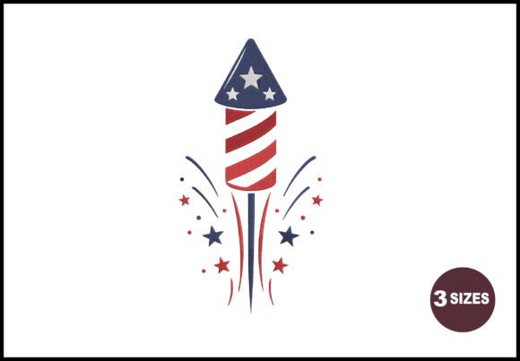 Patriotic Firework Rocket Embroidery