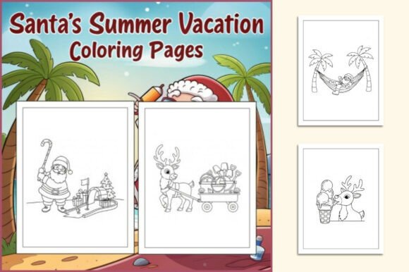 Santa's Summer Vacation Coloring Pages