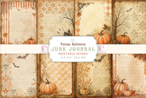 Vintage Halloween Junk Journal Pages