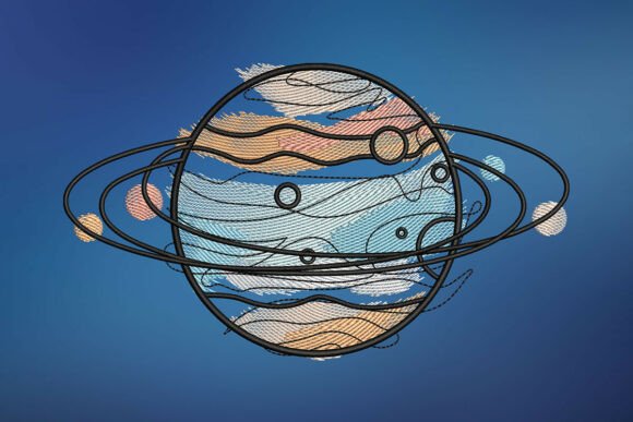 Alien Planet Embroidery Design