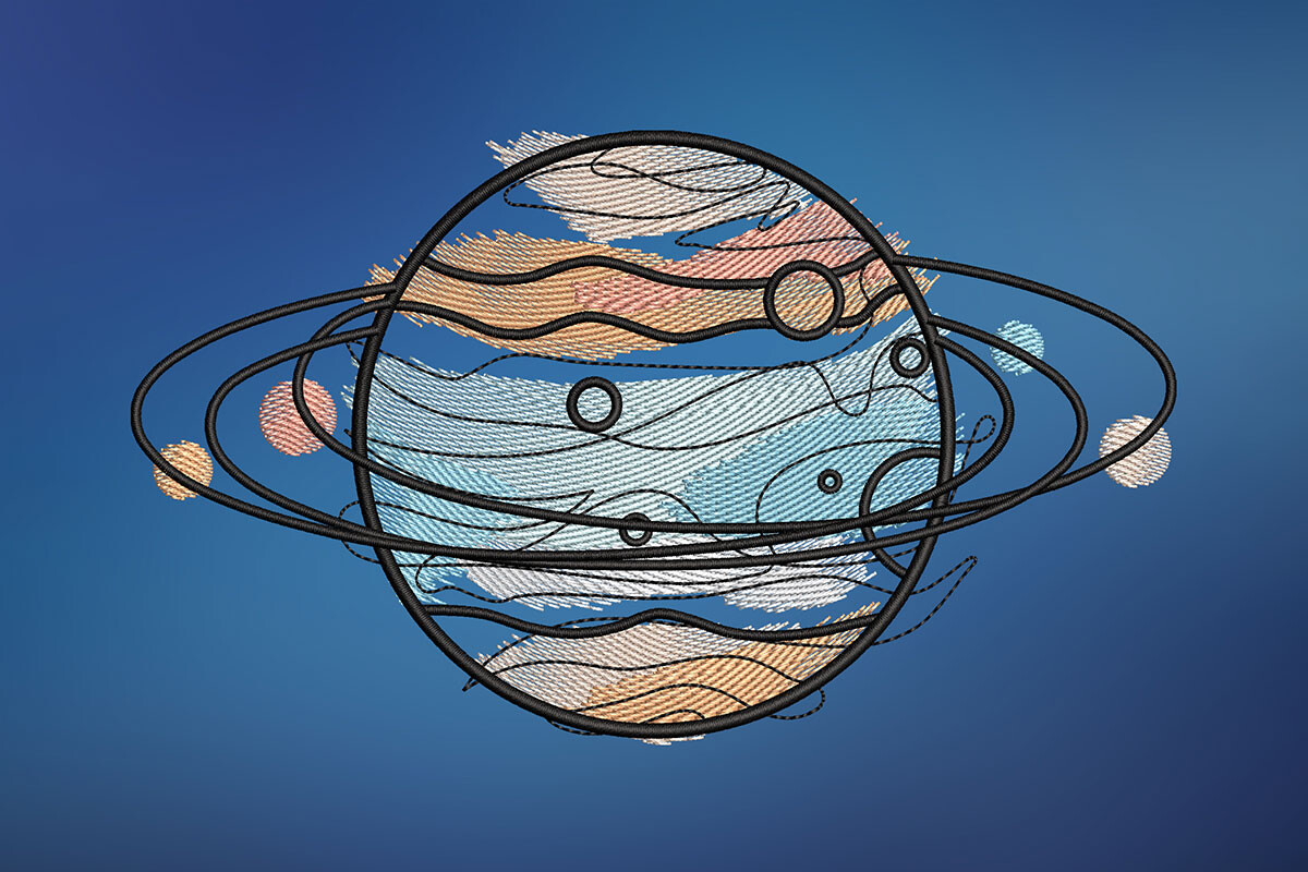 Alien Planet Embroidery Design