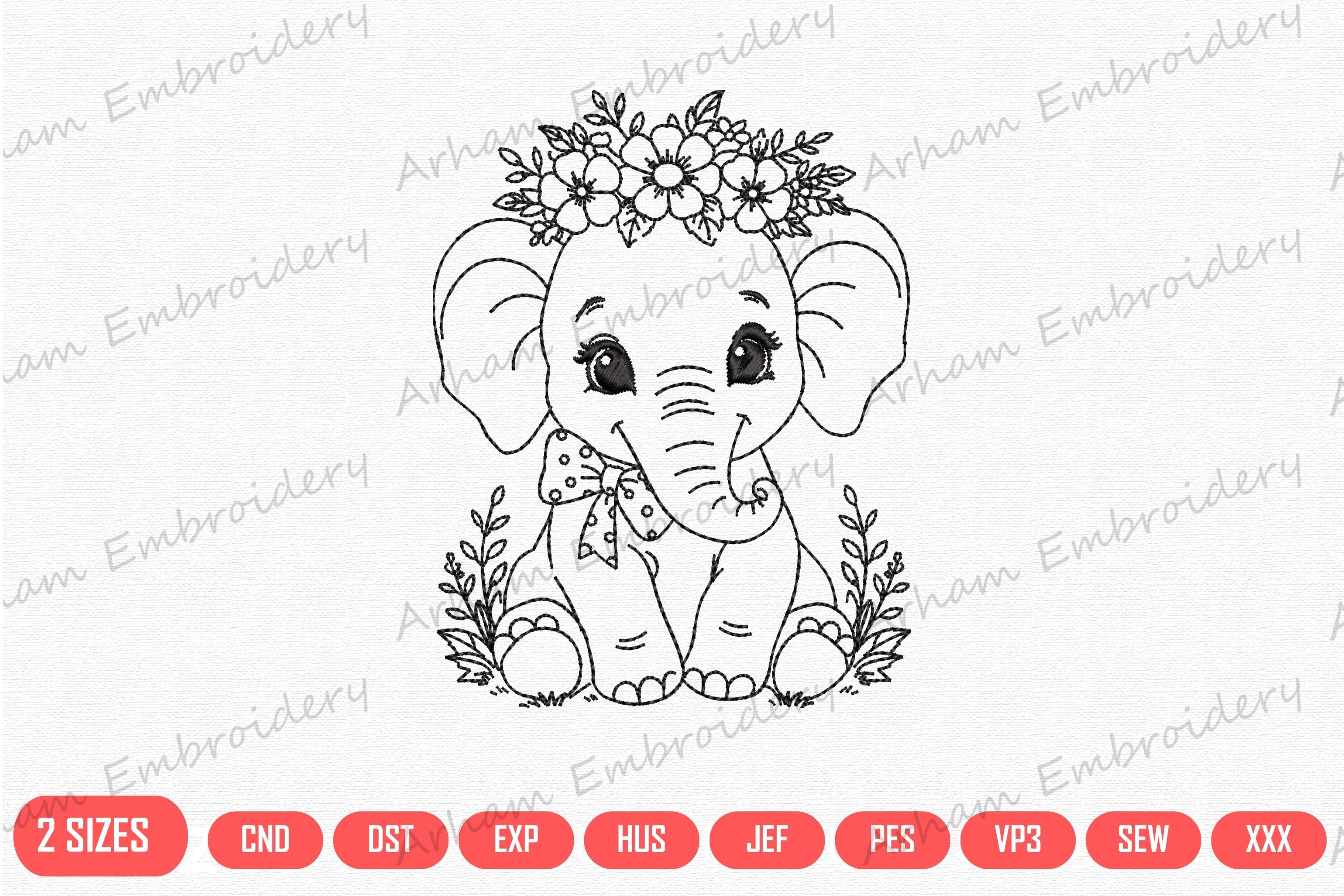 Baby Elephant with Flower Crown