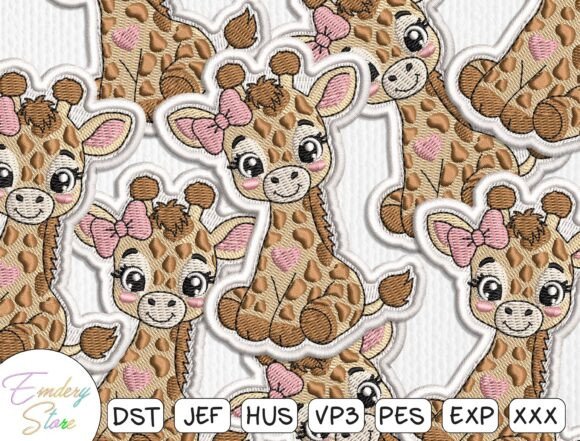 Baby Giraffe Patch Embroidery Design