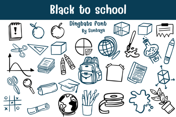 Preview of Black to School dingbat font
