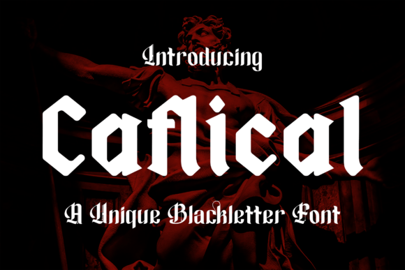 Preview specimen of Caflical blackletter font