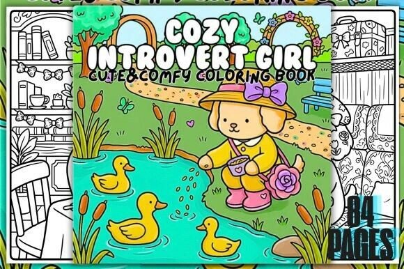 Preview of Cozy Introvert Girl Color Book adult coloring pages