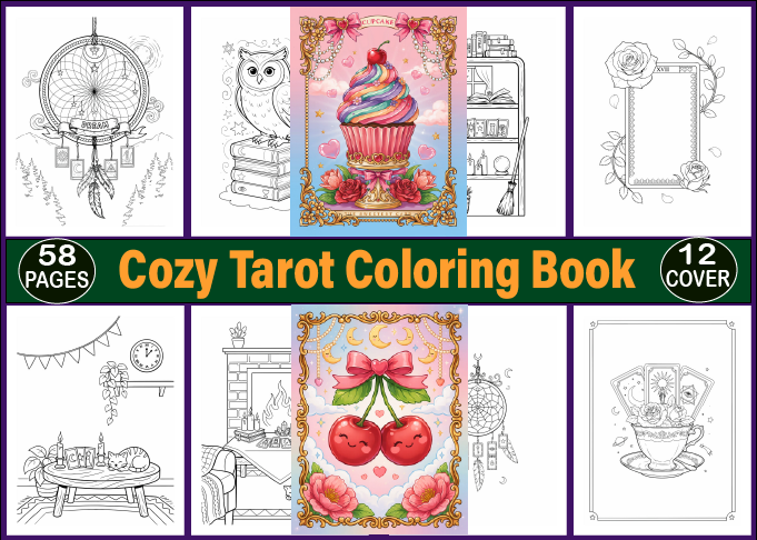 Cozy Tarot Bold and Easy Coloring Book
