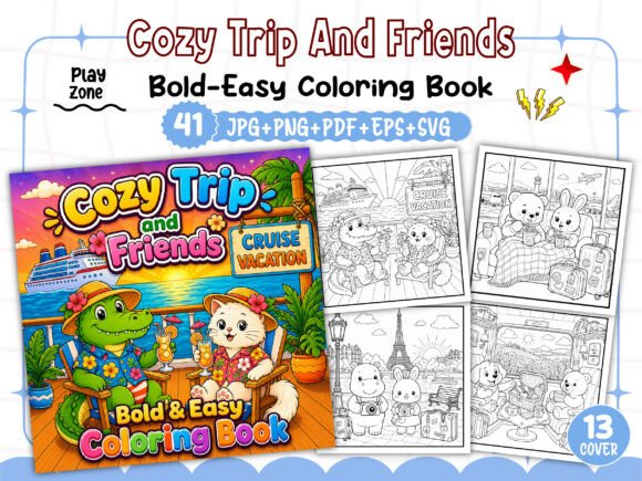 Preview of Cozy Trip and Friends Coloring Pages coloring pages for adults