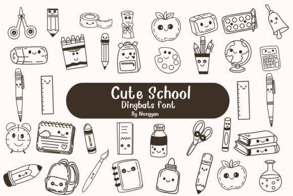 Preview of Cute School dingbat font
