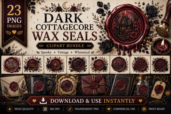 Dark Cottagecore Wax Seal Clipart