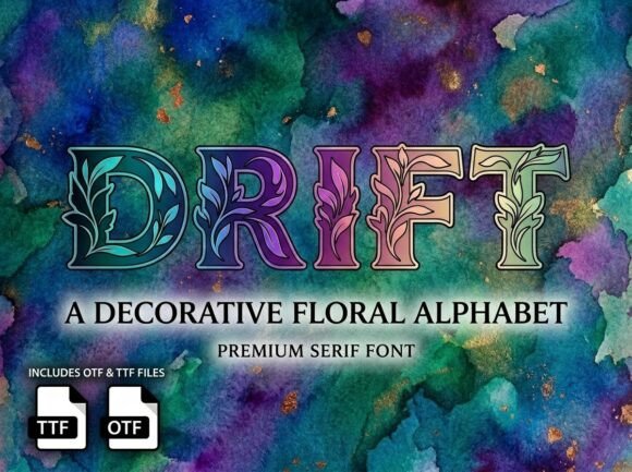 Preview specimen of Drift decorative font
