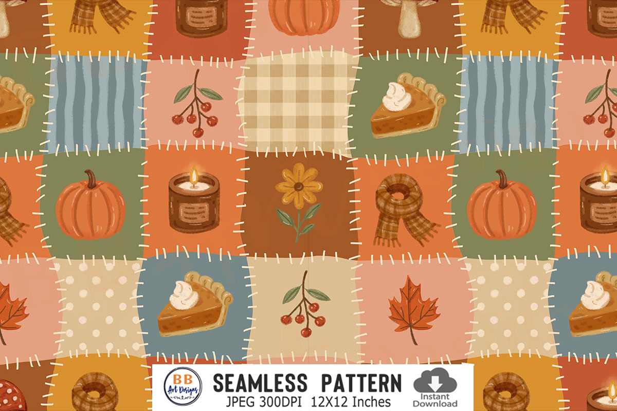 Fall Pattern Autumn Patchwork Seamless