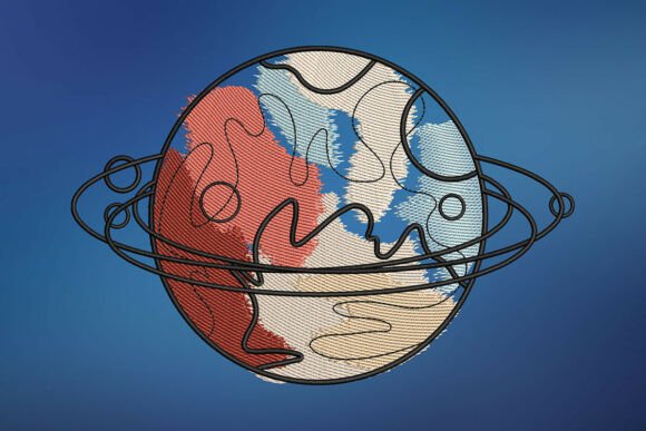 Galaxy Planet Embroidery Design