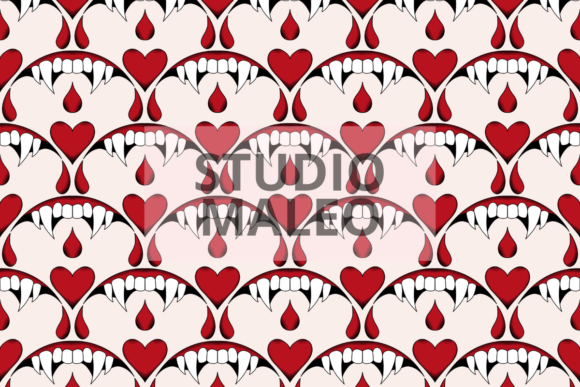 Gothic Vampire Fangs Seamless Pattern