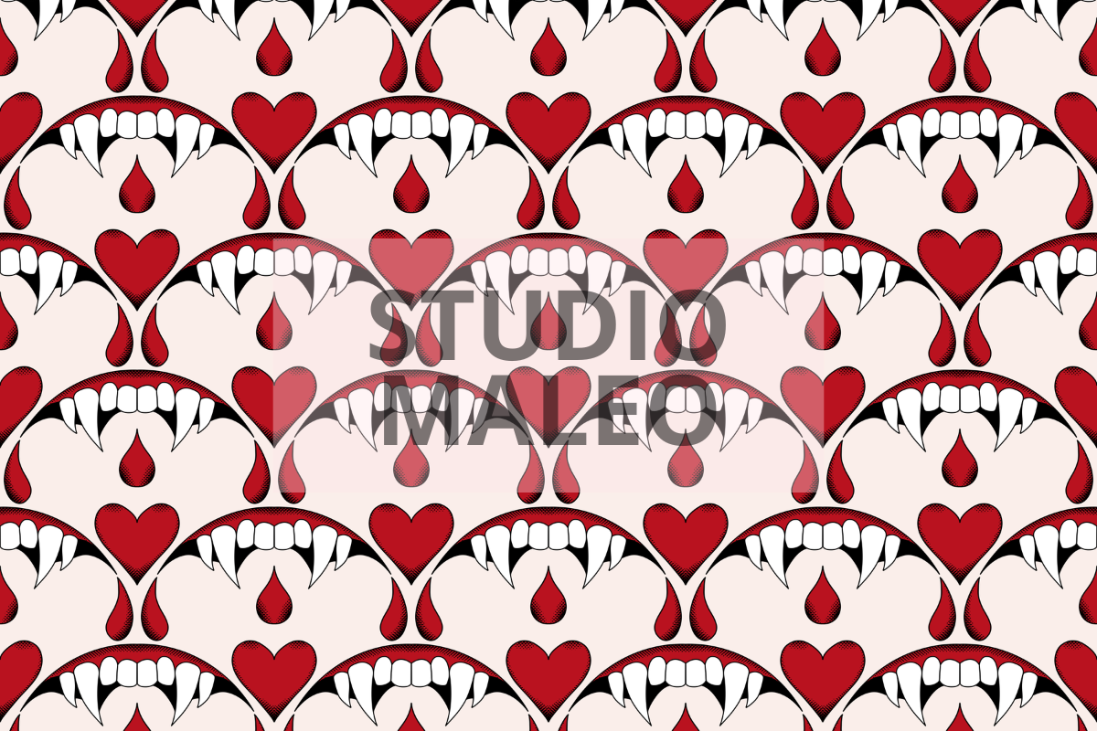 Gothic Vampire Fangs Seamless Pattern