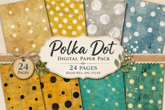 Preview of Grunge Polka Dot Junk Journal Paper